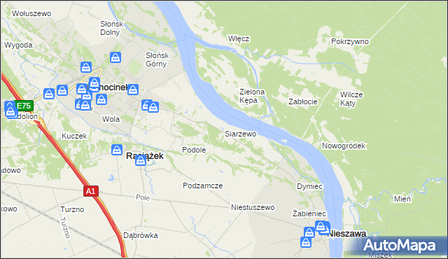 mapa Siarzewo, Siarzewo na mapie Targeo