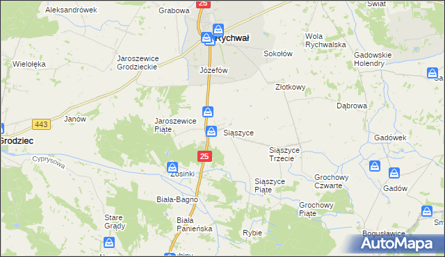 mapa Siąszyce, Siąszyce na mapie Targeo