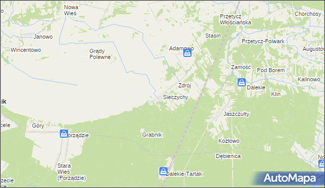 mapa Sieczychy, Sieczychy na mapie Targeo