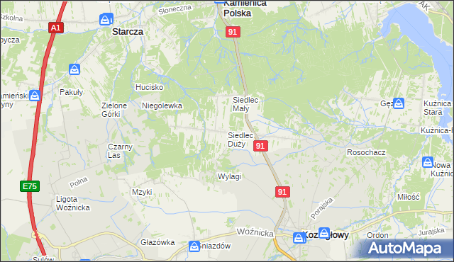 mapa Siedlec Duży, Siedlec Duży na mapie Targeo