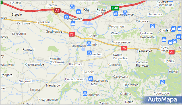 mapa Siedlec gmina Bochnia, Siedlec gmina Bochnia na mapie Targeo