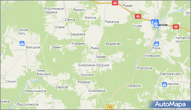 mapa Siedlec gmina Janów, Siedlec gmina Janów na mapie Targeo