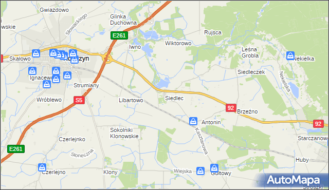 mapa Siedlec gmina Kostrzyn, Siedlec gmina Kostrzyn na mapie Targeo