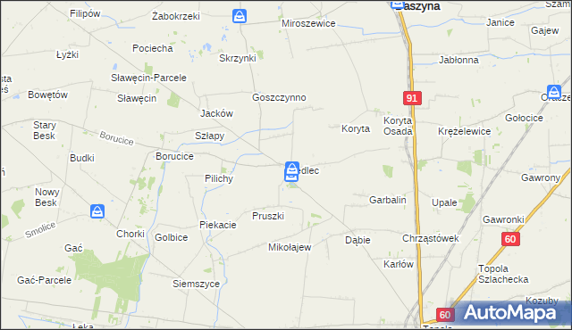 mapa Siedlec gmina Łęczyca, Siedlec gmina Łęczyca na mapie Targeo