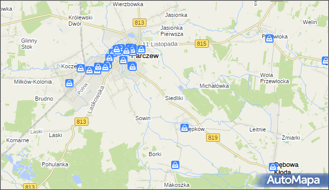 mapa Siedliki, Siedliki na mapie Targeo