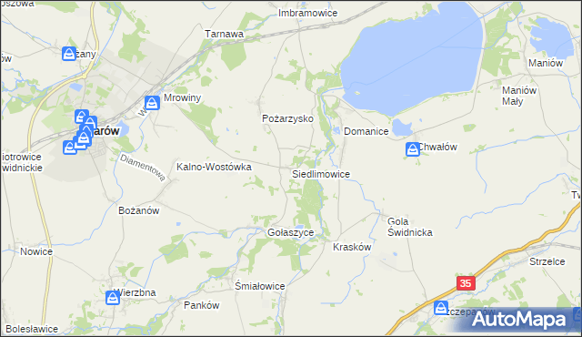 mapa Siedlimowice, Siedlimowice na mapie Targeo