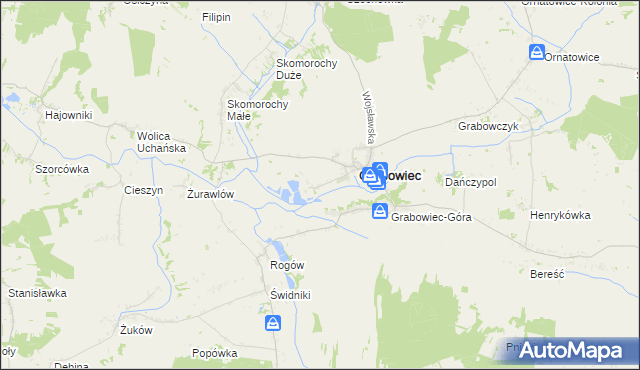 mapa Siedlisko gmina Grabowiec, Siedlisko gmina Grabowiec na mapie Targeo