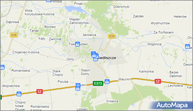 mapa Siedliszcze powiat chełmski, Siedliszcze powiat chełmski na mapie Targeo