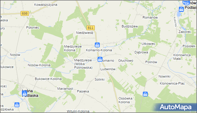 mapa Siekierka gmina Konstantynów, Siekierka gmina Konstantynów na mapie Targeo