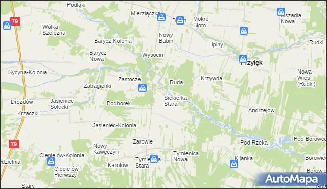 mapa Siekierka Stara, Siekierka Stara na mapie Targeo