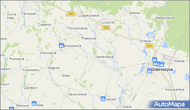 mapa Siekierowice, Siekierowice na mapie Targeo