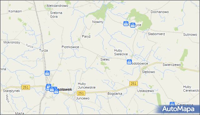 mapa Sielec gmina Żnin, Sielec gmina Żnin na mapie Targeo
