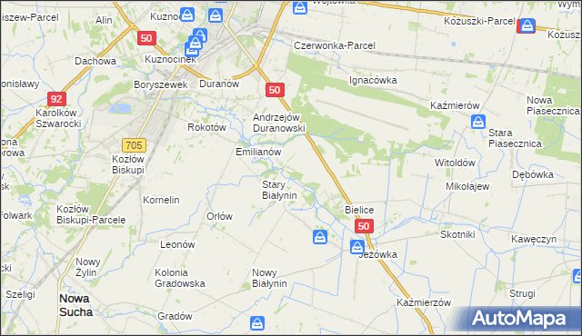 mapa Sielice, Sielice na mapie Targeo
