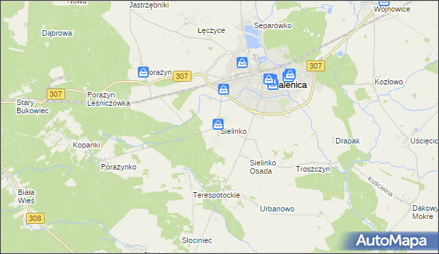 mapa Sielinko, Sielinko na mapie Targeo