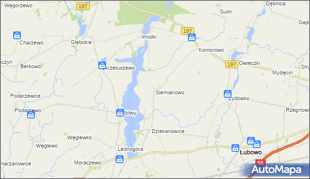 mapa Siemianowo gmina Łubowo, Siemianowo gmina Łubowo na mapie Targeo