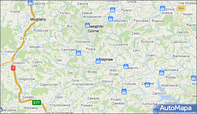 mapa Siepraw, Siepraw na mapie Targeo