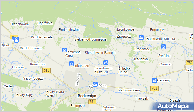 mapa Sieradowice Drugie, Sieradowice Drugie na mapie Targeo