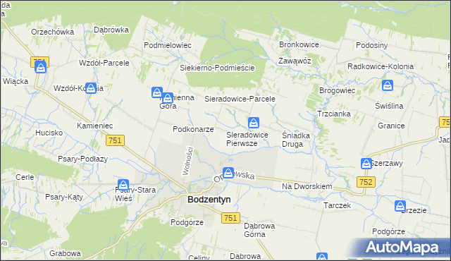mapa Sieradowice Pierwsze, Sieradowice Pierwsze na mapie Targeo