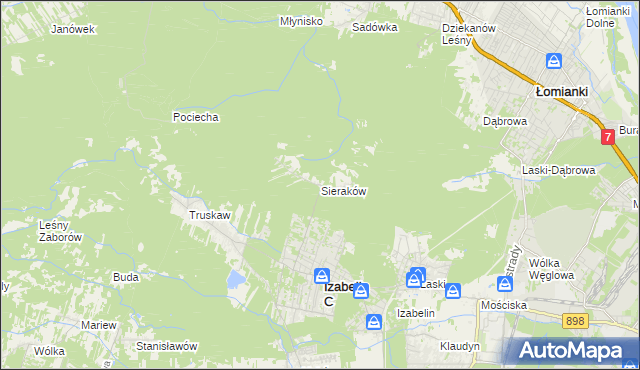 mapa Sieraków gmina Izabelin, Sieraków gmina Izabelin na mapie Targeo