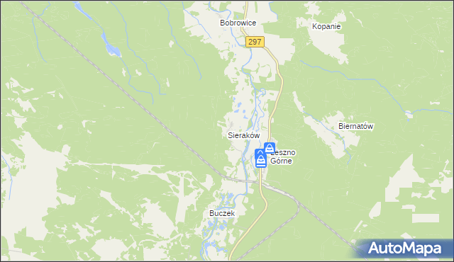 mapa Sieraków gmina Szprotawa, Sieraków gmina Szprotawa na mapie Targeo