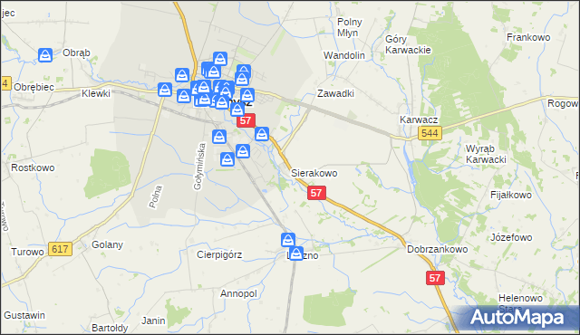 mapa Sierakowo gmina Przasnysz, Sierakowo gmina Przasnysz na mapie Targeo