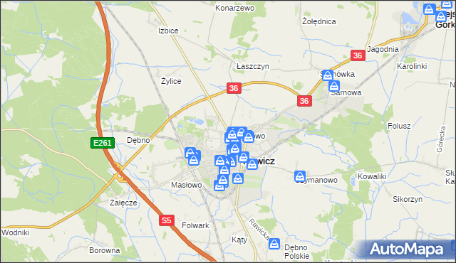 mapa Sierakowo gmina Rawicz, Sierakowo gmina Rawicz na mapie Targeo