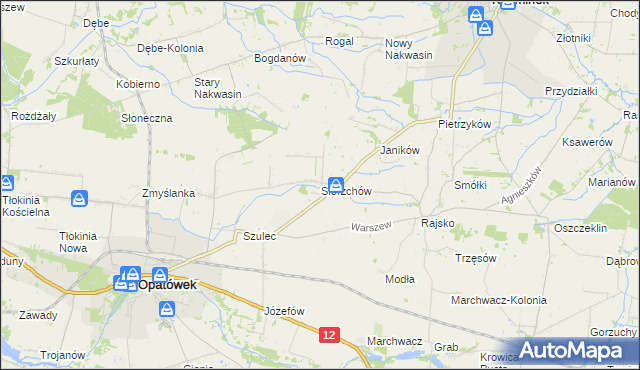 mapa Sierzchów gmina Opatówek, Sierzchów gmina Opatówek na mapie Targeo