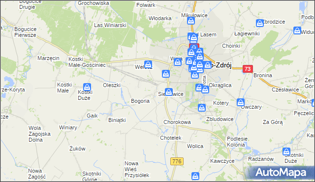 mapa Siesławice, Siesławice na mapie Targeo