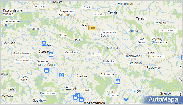 mapa Sitnica gmina Biecz, Sitnica gmina Biecz na mapie Targeo