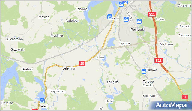 mapa Sitno gmina Szczecinek, Sitno gmina Szczecinek na mapie Targeo