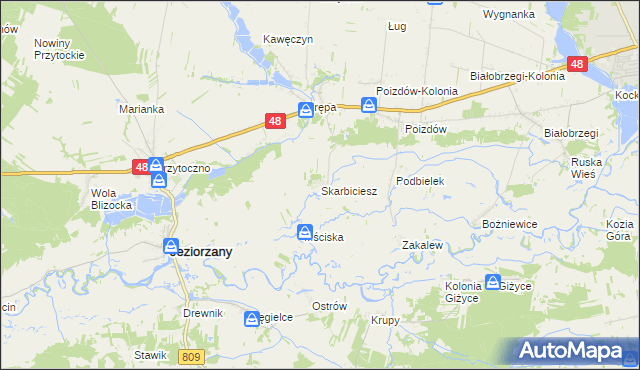 mapa Skarbiciesz, Skarbiciesz na mapie Targeo