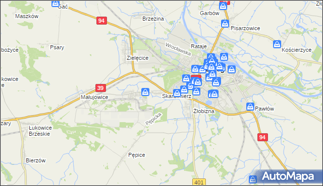 mapa Skarbimierz powiat brzeski, Skarbimierz powiat brzeski na mapie Targeo