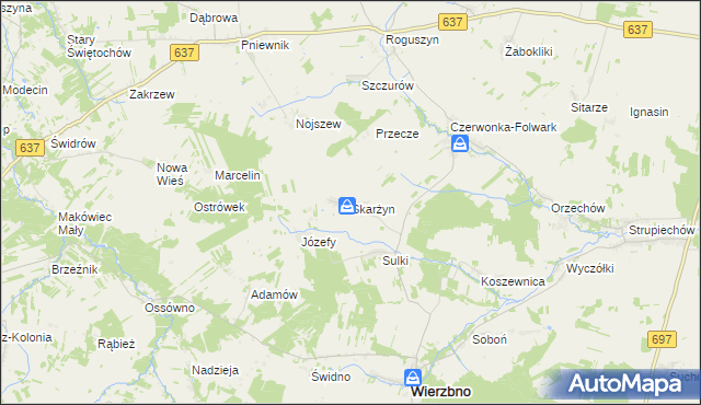 mapa Skarżyn gmina Wierzbno, Skarżyn gmina Wierzbno na mapie Targeo