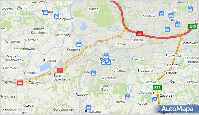 mapa Skawina, Skawina na mapie Targeo