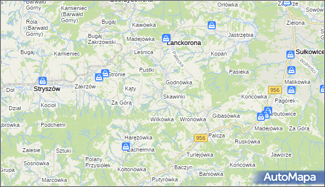 mapa Skawinki, Skawinki na mapie Targeo