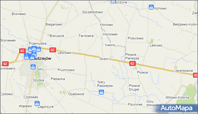 mapa Skibin gmina Radziejów, Skibin gmina Radziejów na mapie Targeo