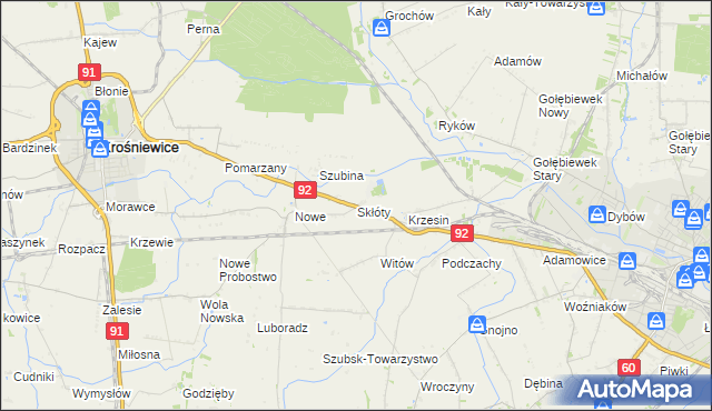 mapa Skłóty, Skłóty na mapie Targeo