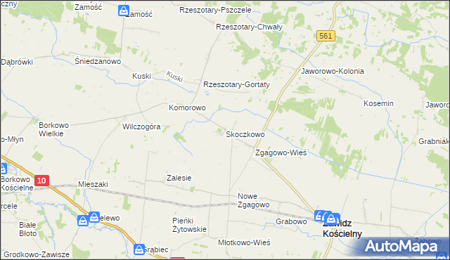 mapa Skoczkowo gmina Zawidz, Skoczkowo gmina Zawidz na mapie Targeo