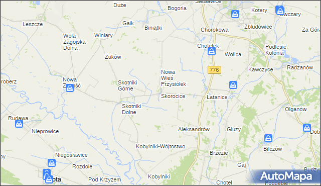 mapa Skorocice, Skorocice na mapie Targeo