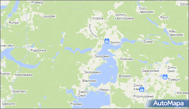 mapa Skoszewo gmina Brusy, Skoszewo gmina Brusy na mapie Targeo