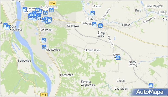 mapa Skowieszyn, Skowieszyn na mapie Targeo