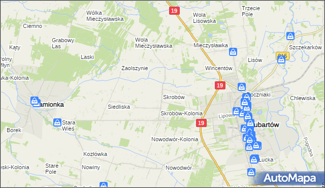 mapa Skrobów, Skrobów na mapie Targeo