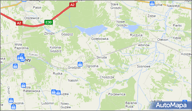 mapa Skruda gmina Mrozy, Skruda gmina Mrozy na mapie Targeo