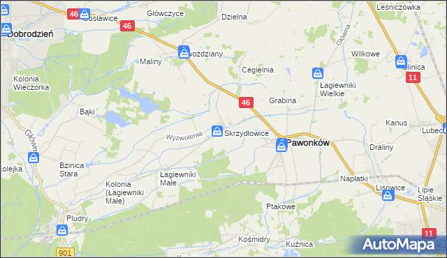 mapa Skrzydłowice, Skrzydłowice na mapie Targeo