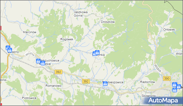 mapa Skrzynka gmina Lądek-Zdrój, Skrzynka gmina Lądek-Zdrój na mapie Targeo