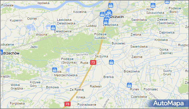 mapa Skrzynka gmina Szczucin, Skrzynka gmina Szczucin na mapie Targeo