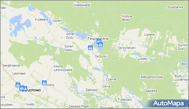 mapa Skrzynki gmina Baruchowo, Skrzynki gmina Baruchowo na mapie Targeo