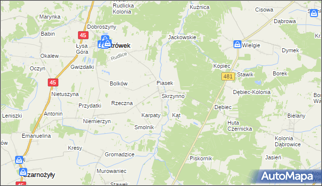 mapa Skrzynno gmina Ostrówek, Skrzynno gmina Ostrówek na mapie Targeo