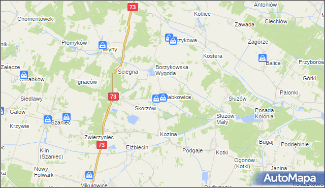 mapa Słabkowice, Słabkowice na mapie Targeo