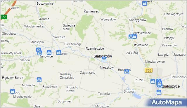mapa Słaboszów, Słaboszów na mapie Targeo